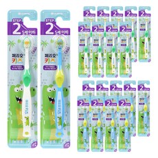 페리오 공룡 스텝2 5세 이하 어린이 칫솔 2종 x 5p, 흰색 + 파란색, 2세트