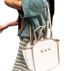 WARM HOUSE DECOR 暖&和家居 大容量出門母嬰包 帆布手提包 43x15x28cm 附磁扣, 43 x 15 x 28cm, 帆布小熊斜背包