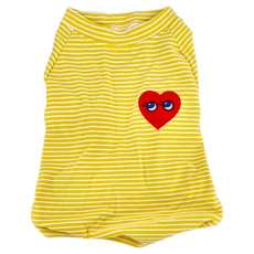 SassyDog 保暖衣, 條紋愛心 黃色, 2件