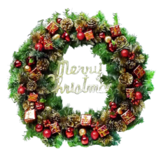 MODACore 摩達客 24吋豪華高級聖誕花圈, 紅金色, 1件