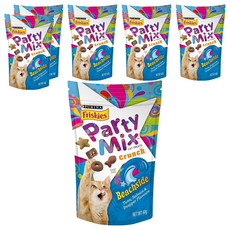 Friskies 喜躍 Party Mix 香酥餅 貓零食 鮪魚、鮭魚和小 snapper 口味, 海洋鮮味, 60g, 6包