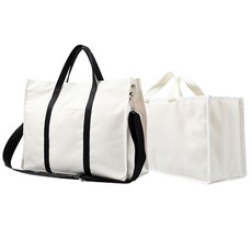 FLOWBEBE 尿布托特包組, 托特包40 x 30 x 15cm + 手提包36 x 20 x 12cm, 象牙白