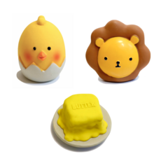 寵物造型發聲玩具組 小雞+獅子+奶油, 1套, 黃色的