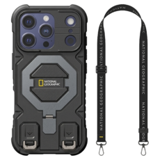 NATIONAL GEOGRAPHIC 國家地理 手機 磁吸支架 保護殼 iPhone 17 Pro Max 防摔 附掛繩 黑色