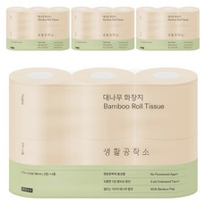 Saengong 生活工作所 三層天然漿竹衛生紙, 4個, 6入, 27m