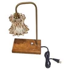 Elemoda 鑽彩歐風質感療癒系融蠟燈 玻璃燈罩 旋鈕開關, 胡桃實木