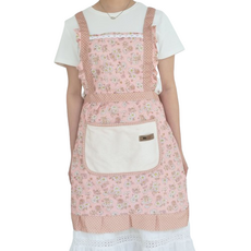 cofv 廚房家用花朵蕾絲圍裙, 粉紅色, 1個