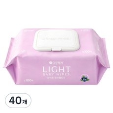 그린핑거 유아용 라이트 물티슈 캡형, 40개, 100매, 37g