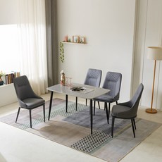 노아가구 럭셔리 1200 불판세라믹 식탁 + 로스터 + 의자 4p 세트 방문설치, 식탁(그레이), 의자(그레이), 일반의자 4