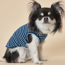 DOG-i 狗狗衣服羅紋條紋T恤, 海軍藍