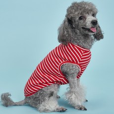 DOG-i 狗狗衣服 羅紋條紋T恤, 紅色