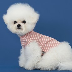 SUPERPET 狗狗衣服羅紋條紋T恤, 粉紅色