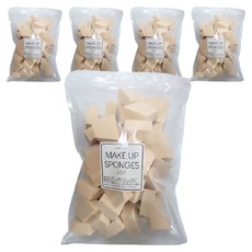 楔形美妝海綿 50入, 米色, 5個