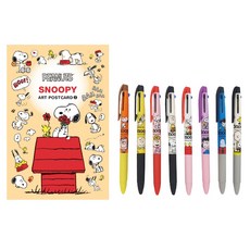 PEANUTS 史努比 填色藝術明信片套裝+彩色圓珠筆*3支, 黃色(明信片套裝)+隨機發貨(圓珠筆), 1組