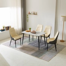 노아가구 럭셔리 1200 불판세라믹 식탁 + 로스터 + 의자 4p 세트 방문설치, 식탁(화이트), 의자(아이보리), 일반의자 4