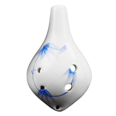 JK 6孔中音C調化石長嘴陶笛, 1個, 藍色 + 白色, 藍竹