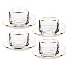 NICOTT 金邊玻璃咖啡杯碟組 4入, 混色, 1套