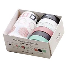 芯陌 基礎套裝紙膠帶 10mmx3mx6卷/60mmx2mx1卷 純色圖形模切 優質紙可反復黏貼, 水梨, 1個