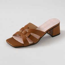 ChakanShoes 女款扭結粗跟穆勒拖鞋 MLLTS2e186, 230mm, 棕色