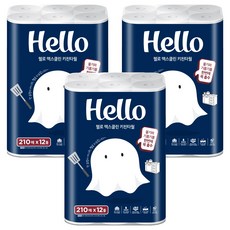 Hello Tissue Max Clean天然紙漿2層廚房紙巾, 210張, 3個