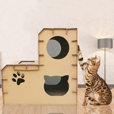 블럭마트 고양이 대형사이즈 스크래처 하우스 캣스크래처 하우스, 혼합 색상, 2개