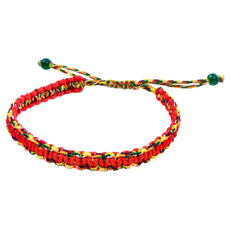 財神小舖 姻緣紅 平結五色線手鍊 SL9509，手工編織，祈求良緣，增添魅力, 15~21cm, 紅色, 1條