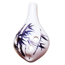 JK 6孔中音C調化石長嘴陶笛, 1個, 黑色 + 白色, 黑竹