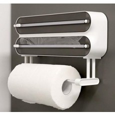 HICKIES 免鑽孔廚房紙巾架 透明滑動式多用途2層保鮮膜切割器, 混合色, 1個