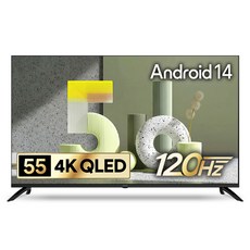 더함 CHIQ 4K UHD QLED DLG 120Hz 돌비 AI 스마트 구글5.0 TV, 140cm(55인치), UA551QLED Google 5.0 120Hz 2025, 스탠드형, 고객직접설치