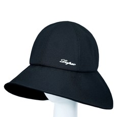 lupeo 女款刺繡寬帽沿高爾夫漁夫帽, 黑色