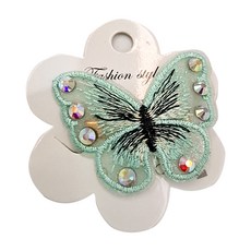 SY(童)造型壓夾-蝴蝶綠SY12523 綠色系精緻刺繡亮片兒童髮夾 打造甜美童話造型, 1入