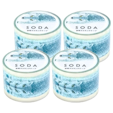 KING JIM HITOTOKI SODA 透明PET卷狀膠帶，30MM 灰狼, 4個