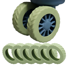 Maums 彈力行李箱輪子保護套 保護鞋, 8個, 橄欖綠