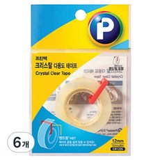 프린텍 크리스탈 다용도 테이프 리필 12mm x 20m + 엔드링, 6개