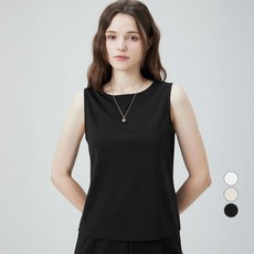 ELLEPARIS 여성용 컴포트핏 크레이프저지 보트넥 나시 탑