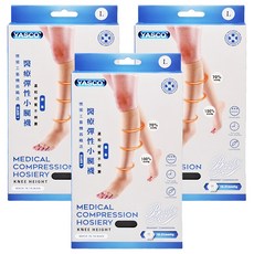 YASCO 醫療彈性露趾襪 71740 黑色, 小腿肚/膝蓋型, 3雙