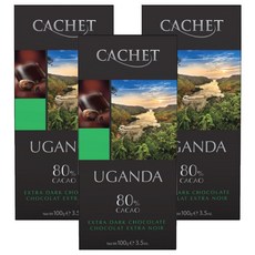 CACHET 凱薩80%烏干達可可豆醇黑巧克力, 3片, 100g