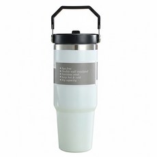 LifeHouse 不鏽鋼真空保溫冰霸杯 890ml 白色 不含BPA 雙層壁, 1個