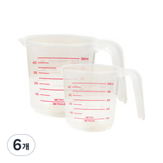 PP 계량컵, 혼합색상, 500ml, 6개