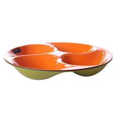 ROBEX 圓形四格點心碗 綠橘色