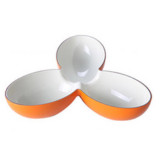 ROBEX 三格點心盤 (小) 橘白色, 1個