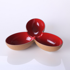 ROBEX 3格點心碗 (小) 木質, 紅色