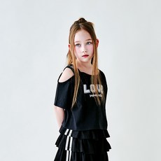 Walton Kids 兒童 Love 不對稱短版T恤