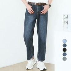 블루포스 남성용 폴로더 히든밴딩 와이드핏 워싱 청바지