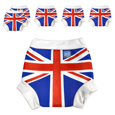 Splash About 游泳尿布褲 英倫經典 Union Jack 米字旗 厚度1MM 專利設計 防止便便外漏, M(3~8個月 6~11kg 適用), 6件