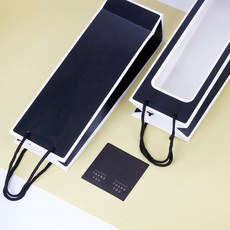 indi.k 線條開窗紅酒提袋 白色5入 + 黑色5入 + 貼紙10入組合, 黑色, 白色, 1套