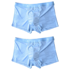 石墨烯冰絲涼感平口內褲 寶藍色 4XL (腰圍82cm 腿長26.2cm) Set 2件