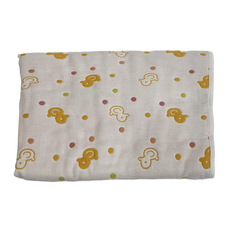 日本OP Mini 六重紗雙面毯 咕咕雞 黃色 100%棉, 90 x 108cm