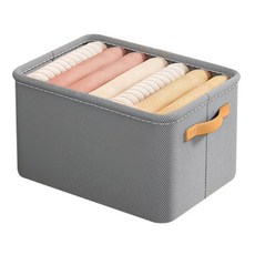 鋼架衣物收納箱 Set 3, 內部金屬架支撐, 立體不軟塌, 可疊放設計, 陽離子面料, 鋼琴烤漆支架, 大(42 x 28 x 25cm), 灰色, 1組