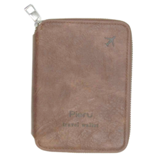 RFID 防盜刷護照收納包 PU仿牛皮革, 10.8 x 15 x 2.7cm, 咖啡色